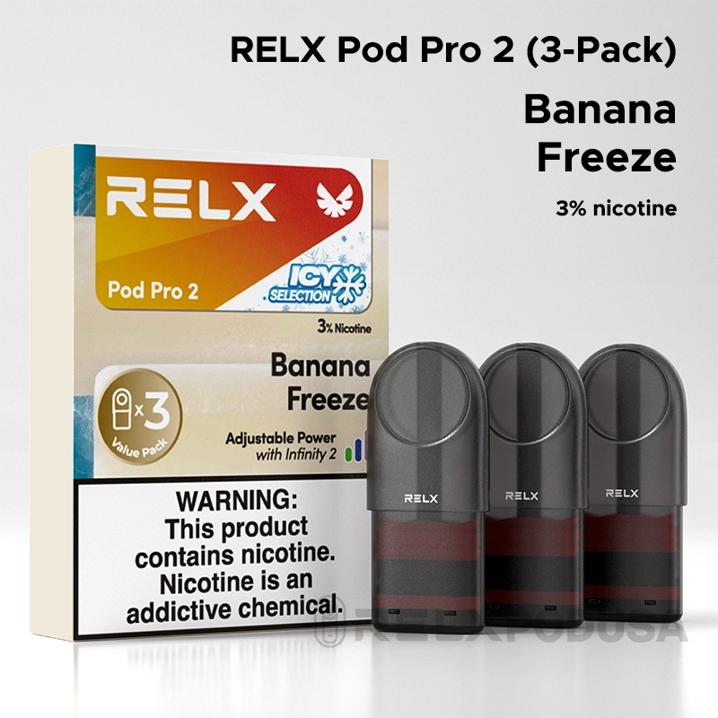 relx pro pods 2 banana freeze flavor 3 percent nicotine 3-pack