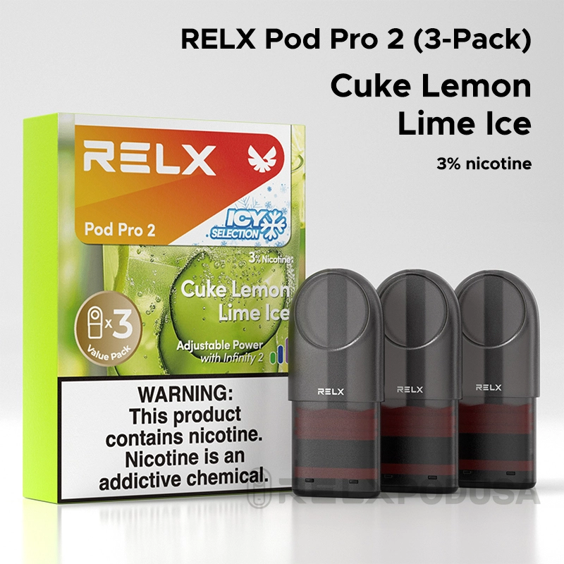 relx pro pods 2 cuke lemon lime ice flavor 3 percent nicotine 3 pack