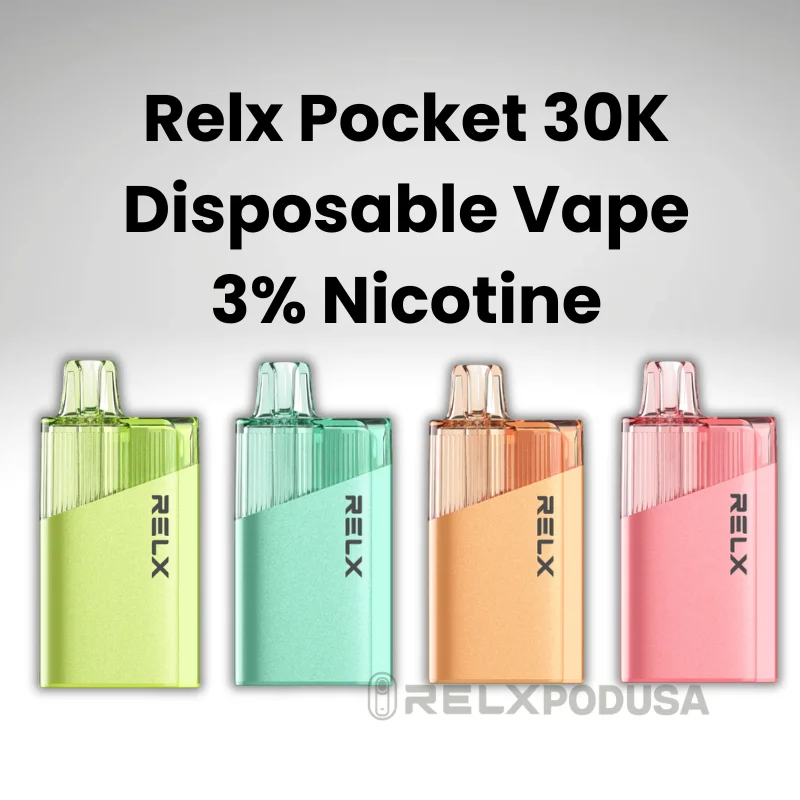 Relx Pocket 30K Disposable Vape 3% Nicotine color lineup (multiple flavors)