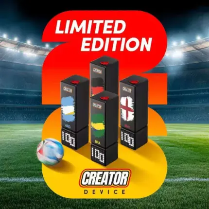 RELX Creator Pro World Cup Limited Edition device featuring Argentina, Germany, Brazil and England designs